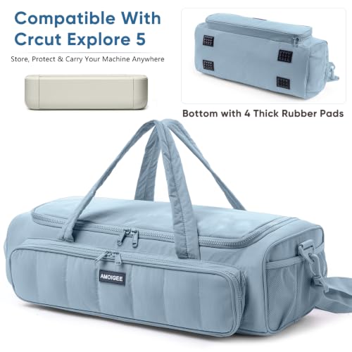 Image of AMOIGEE Puff Carrying Case for Cricut Explore 5, Quilted Storage Bag for Die-Cutting Machine, Travel Craft Tote with Pockets for Vinyl, Tools, Mats and Cricut Accessories and Suppliers