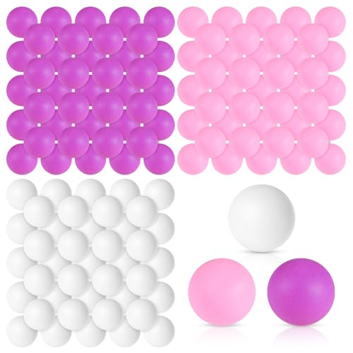 Libima 120 Pack Colored Table Tennis Balls 40 mm Plastic Balls Bulk for 4th of July Carnival Wedding Pool Games, DIY Arts, Pet Toys, School Patriotic Activities(Light Pink, White, Purple) by Libima - Used condition - US$10.48