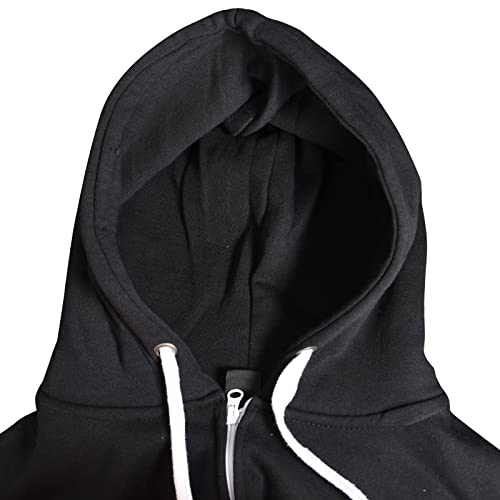 True Face Classic Men’s Hoodie | Comfortable Zip-Up Hooded Top | Long Sleeve Jacket with Ribbed Cuff | Hoodies are Ideal Weekend Wear Black - With White Cord M - Image 5