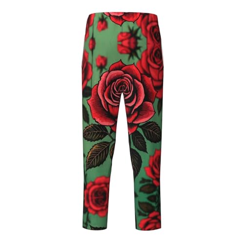 Pajama Pants Pajama Bottoms with Elastic Waistband Sleepwear Lounge PantsRose Flowers2