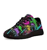 Neon Splatters with Paint Shoes for Women Men Trail Running Casual Fashion Sneakers Slip-on Tennis Shoes