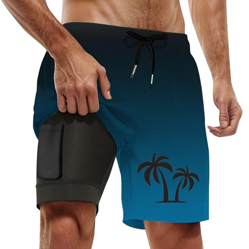 Bañador para hombre anti rozaduras 2 en 1 con cómodo pantalón corto de compresión