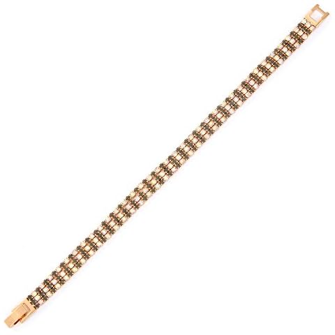 COLLECTION BIJOUX 100 Womens Ladies Fashion Accessories Jewelry 14K Gold Plated Crystal Three Row Tennis Bracelet in Black Diamond and Crystal AB Combination Cover