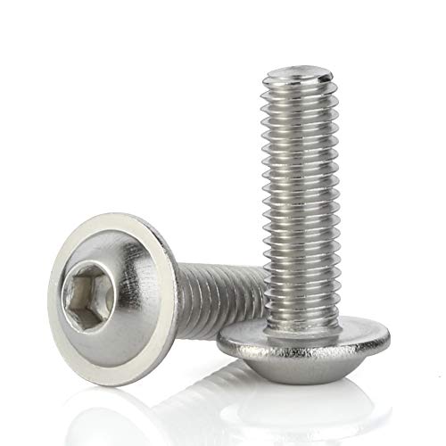 M6-1.0 X 35Mm Flanged Button Head Socket Cap Screws, Stainless Steel 18-8 (304), Bright Finish, Full Thread, Allen Socket Drive, 25 Pcs #TOP22