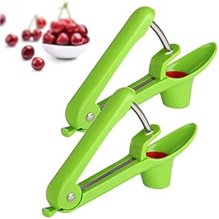 Eidoct 2pcs Cherry Pitter Tool, Cherry Pit Remover Cherry Stoner, Multi-Function Fruit Corer and Pitter Remover, Cherry Corer Pitter Tool for Cherries Jam (Green)