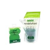 RESÖLUTION Ooze Resolution Glass Cleaner Bundle (1 Gel Pack, Caps, Wire Brush Cleaners) Liquid Cleaning Solution - Glass Plugs - Glass Cleaning Brush - Glass Cleaner Tool (Green)