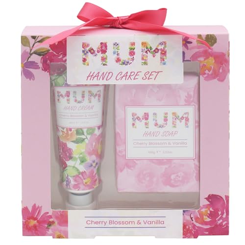 The Leonardo Collection Jennifer Rose Gallery Mum Hand Care Set | Hand Cream for Dry Hands & Nourishing Hand Soap | Moisturising Non-Greasy Formula for Dry Cracked Skin with Cherry Blossom & Vanilla