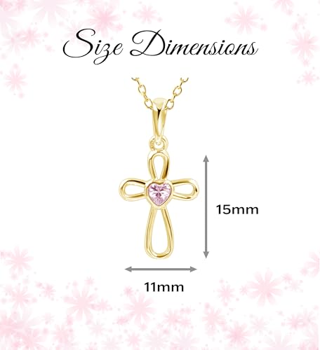 Cherished Moments Children's Sterling Silver and 14K Gold Plated Cross Necklace with CZ Heart for Baptism, First Communion and Confirmation Gift for Girls4
