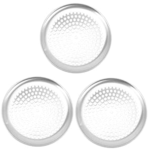 5pcs Stainless Steel Baking Pan Baking Sheet Pizza Pan with Holes Stainless Steel Pizza Pan Perforated Pizza Tray Pizza Crisper Pan Pizza Plate Bakeware Oven Pizza Pans ( Color : Silverx4pcs , Size :