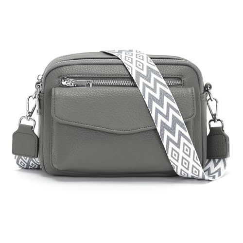 YISUOHOOM 6 Farben Umhängetasche Damen Klein 2025 Crossbody Bag Kleine Handtasche Veganes Leder Tasche Damen Grau Geschenke für Frauen