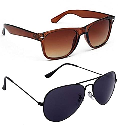 Image of UV-Protected Unisex Wayfarer And Aviator Combo Pack Of 2 Sunglasses