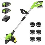 STEELITE 21V Cordless String Trimmer, Battery Powered Weed Wacker with 2 x 2.0Ah Battery and Charger, Electric Weed Eater for Trimming and Edging, Lightweight Grass Trimmer