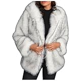 Generisch Felljacke Damen Pelzmantel Felljacke Kunstpelz Mantel Elegant Kunstfell Jacke Pelzjacke Bequem und Warm Kurz Plüschmantel Winterjacke Faux fur Coat Offenem Kragen mit Pockets