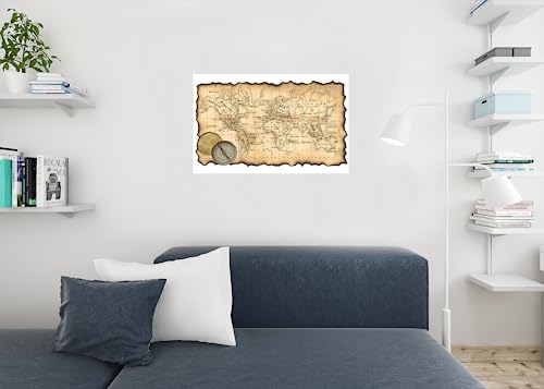 Poster Foundry 402298 Ancient Map Of The World Antique Style Map Travel World Map With Cities In Detail Map Posters For Wall Map Art Geographical Illustration Tourist Travel Cool Wall Art Print Poster 36X24 thumb #4