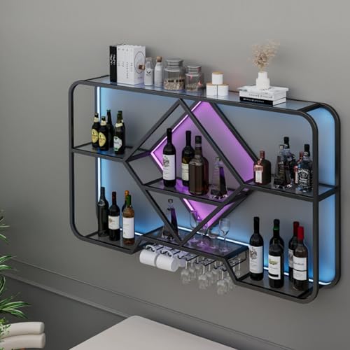 Support mural industriel pour verres à vin et bouteilles : créez votre bar de salon