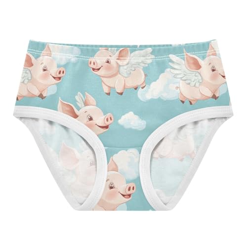 Wusikd Flying Piglets Girls' Underwear Cotton Cute Girls Briefs Soft Toddler Underwear 2T