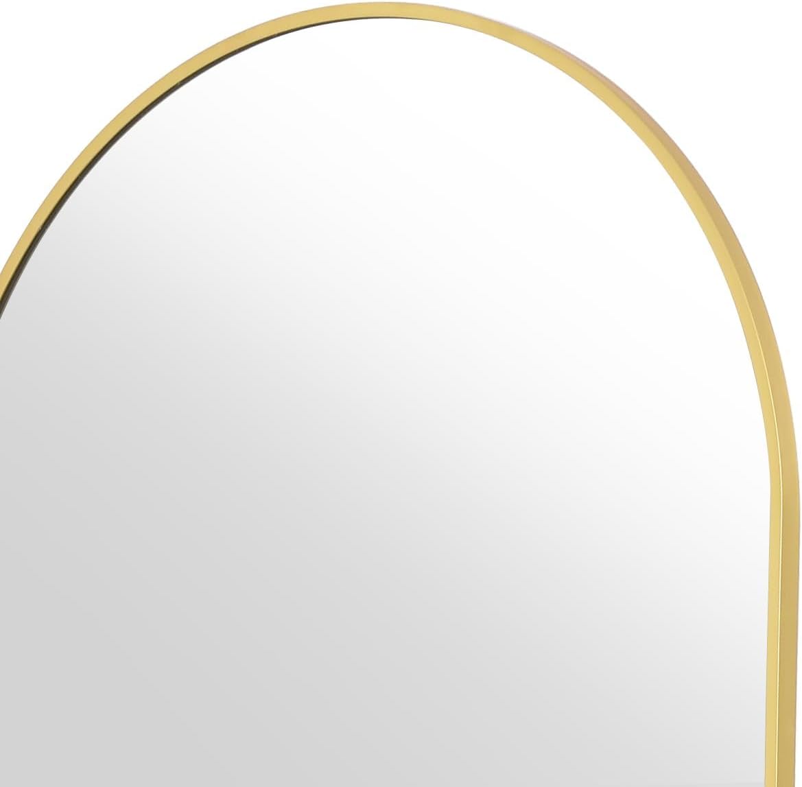Koonmi 46"x76" Arched Full Length Mirror, Gold Large Floor Mirror with Aluminum Alloy Frame, Standing Hanging or Leaning Wall-Mounted Full Body Mirror for Living Room and Bedroom