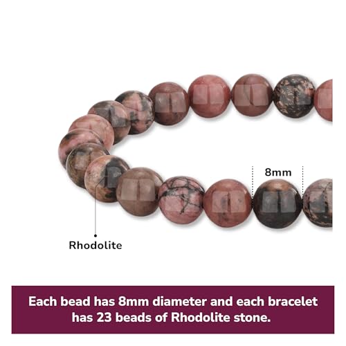 Crystal Vibe Rhodolite Crystal Bracelet for Love and Balance - 8mm Beaded Bracelet for Emotional Healing, Positivity and Protection -Chakra Bracelets Gifts for Women Men - Adjustable Size3