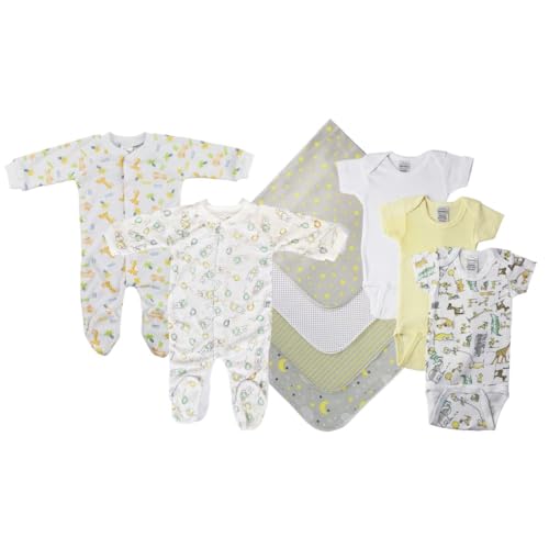 Bambini NC-0551S Unisex Baby 9 Piece Layette Sets White & Yellow - Small