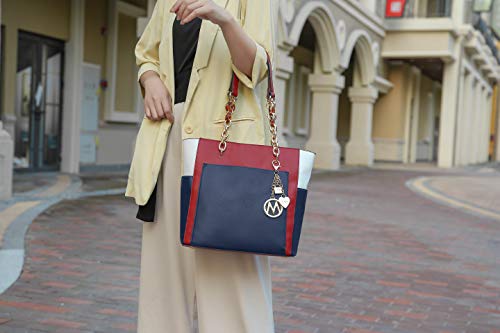 Conjunto de 2 piezas MKF: bolso tote para mujer y monedero, bolso de mano de cuero sintético PU con asa superior y correa para hombro miniatura 2
