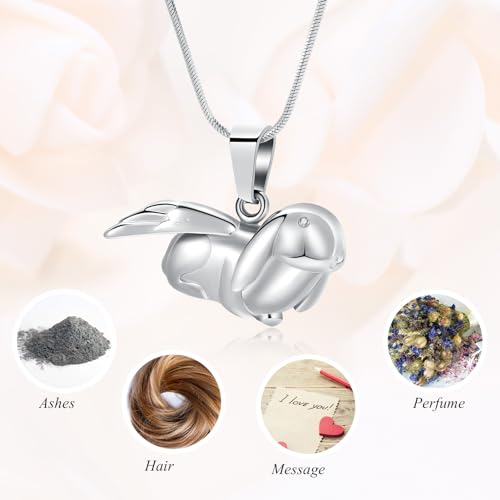 Bunny Rabbit Urn Pendant Necklace - Stainless Steel Cremation Ashes Jewelry for Pets Keepsake Memorial Ashes Locket4
