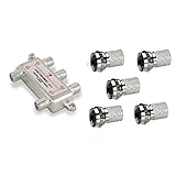 produit 2: 5 fiches mâles Metronic 436114 Répartiteur 4 Voies Argent & Legrand 091021 Fiche Mâle Télévision Coaxiale x 5, Type F, Gris, Lot de 5