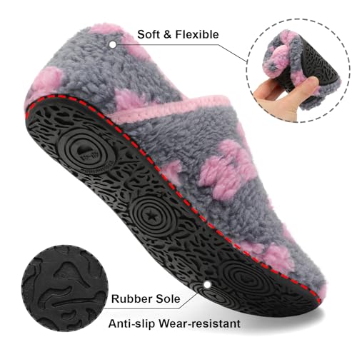 Fires Womens Mens Slippers with Rubber Sole Soft-Lightweight House Slipper Socks Around House Shoes Non Slip Indoor/Outdoor3