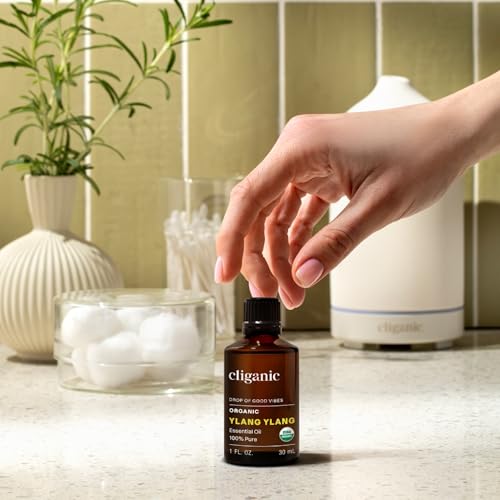 Image of Cliganic Organic Ylang Ylang Essential Oil, 100% Pure Natural for Aromatherapy | Non-GMO Verified