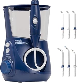 Waterpik Idropulsore Dentale Ultra Professional con 6 Testine e Sistema Avanzato di Controllo della Pressione con 10 Impostazioni, Strumento di Rimozione della Placca Dentale, Blu(WP-663EU)