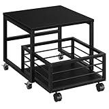 HOOBRO Mini Fridge Stand with Movable Storage Basket, Mini Fridge Cabinet with Wheels and Adjustable Feet, Sturdy Metal Frame, for Home, Apartment, Office, Black BB155TL01