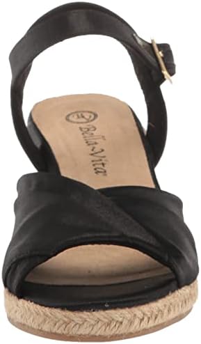 Bella Vita Women's Isabeth Wedge Sandal, Black Thai Silk, 9.5 Wide | Image 1