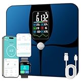 Lepulse Bascula Grasa Corporal y Muscular, Bascula de Baño Inteligente con Pantalla Grande, Bioimpedancia Bascula Inteligente con 22 Mediciónes, Balanza Peso Corporal Masa Muscular IMC con App