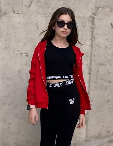 Arshiner Girls Zip Up Hoodies Cropped Full-Zip Hoodie Kids Casual Sweatshirt Spring Fall Jackets Deep Red Size 14-16 — view 6