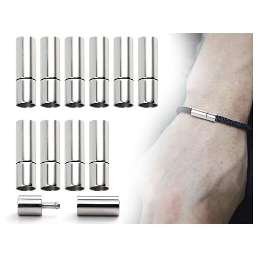 ZoeTekway 10 Piezas Plata Cordón Fin Caps Cadena Cierre Hebilla Empuje Paracord Cierres para Pulseras Joyería Hacer