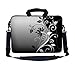 LSS 15.6 inch Laptop Sleeve Bag Notebook with Extra Side Pocket, Soft Carrying Handle & Removable Shoulder Strap for 14" 15" 15.4" 15.6" Apple MacBook Air, GW, Acer, Aspire Asus, Dell, HP, Sony, Toshiba, Samsung - Gray Black Swirl Floral