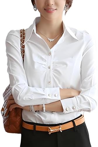 Bolan Verl S-5XL Skipper, V-Neck, Blouse, Women's, Dress Shirt, Long Sleeve, Business, Y Shirt, Large Size, Spring and Autumn, Company, Work, Commute, Office Clothes, Formal, Office Uniform