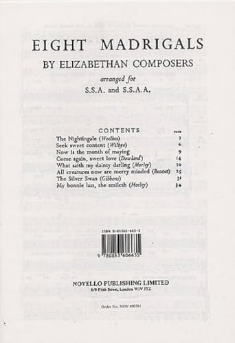 8 Madrigals by Elizabethan Composers