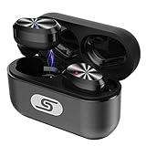 TWS Bluetooth 5.0 wireless earbuds headset SZSAGO W5s true wireless earphones for iPHONE/SAMSUNG IPX7 waterproof smart bluetooth headphones Headsets with patented intelligent Metal Charging case(Grey)