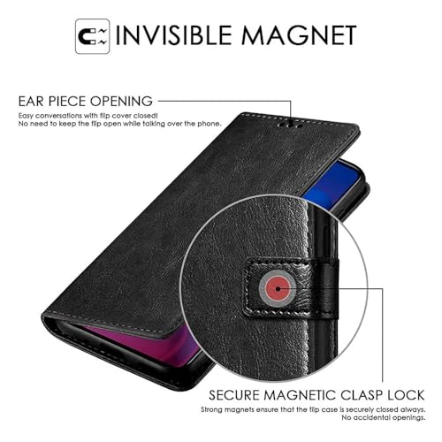 Image of Amazon Brand - Solimo Flip Leather Mobile Cover (Soft & Flexible Back case) for Honor X7c 5G (Black)
