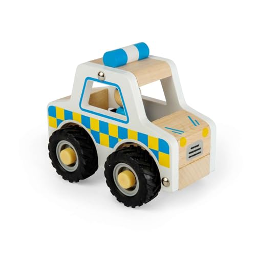 Bigjigs Toys Mini Voiture de Police Jouet véhicule d'urgence en Bois | Voiture Montessori pour Tout-Petits | Véhicules durables pour Enfants | Cadeaux éducatifs garçons & Filles | Jeu dès 12m+