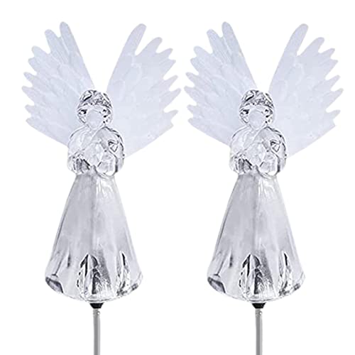 Garden Solar lightsGarden Solar Lights Outdoor Waterproof Solar Angel Stake Lights with Color Changing LED for Pathway 2Pcs