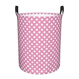 oacyit Laundry Basket Pink Polka Dot Laundry Hamper Waterproof Idea Hampers for Laundry,Large Collapsible Laundry Baskets with Handle Suitable for Bedroom Bathroom Utility Room Kitchen