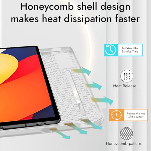 Image of Robustrion Case for Moto Pad 60 Pro 12.7 inch Cover Case with [Pencil Holder] [Soft Flexible Case] for Motorola Pad 60 Pro Cover 12.7 inch [Auto Sleep Wake Support] - Grey