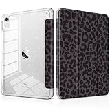 DONGKE for iPad Pro 11 inch Case – Fits M5 2025 / M4 2024, Shockproof Sparkling Glitter Acrylic Back, Pencil Holder, Trifold Stand, Auto Sleep/Wake & Touch ID Support - Black Leopard
