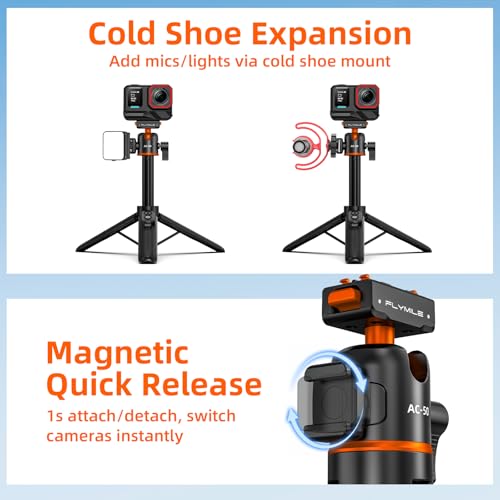 Tripod for Insta360 X5 ACE Pro 2, 21” Selfie Stick Quick Release Extension Rod Mini Table Desk Portable Handle Grip Stand with Remote Controller for Insta 360 X5 X4 Air, ACE Pro 2 Accessories — view 6