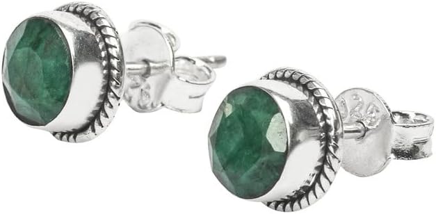 Gemstone Stud Post Earrings, 925 Sterling Silver Gemstone Earring 6 MM Round Girls Women Gift