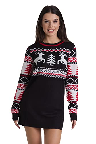 BlauerHafen Pull de Noël à manches longues pour femme - Tailles S à XXL, Noir , XXL Cover