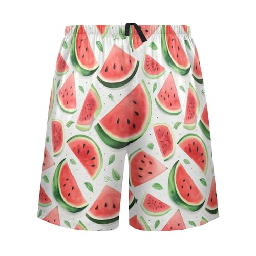 ALAZA Watercolor Watermelon Men's Pajama Shorts with Pockets