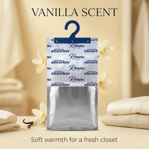 Renew The Life Moisture Absorbers for Closet - Dehumidifier Hanging Bag, 20 Pack, 8 oz, Vanilla Scent Humidity Absorber, Musty Smell Prevention, Non Electric, Long Lasting Moisture Control - Image 5