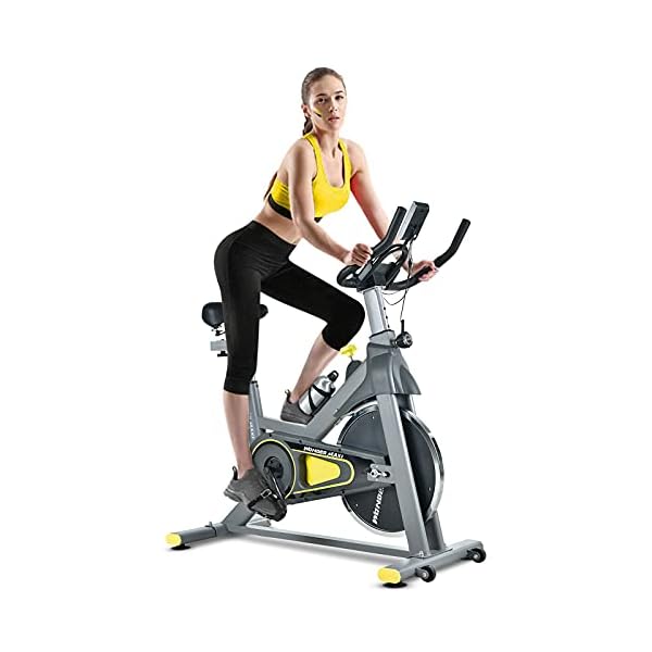 Wonder Maxi Indoor Cycling Bike, Stationary Exercise Bike Belt Drive Workout Bike with 330 Lbs Weight Capacity 45Lbs Flywheel, Ipad Holder and LCD Monitor for Home Cardio Training, Upgraded Version